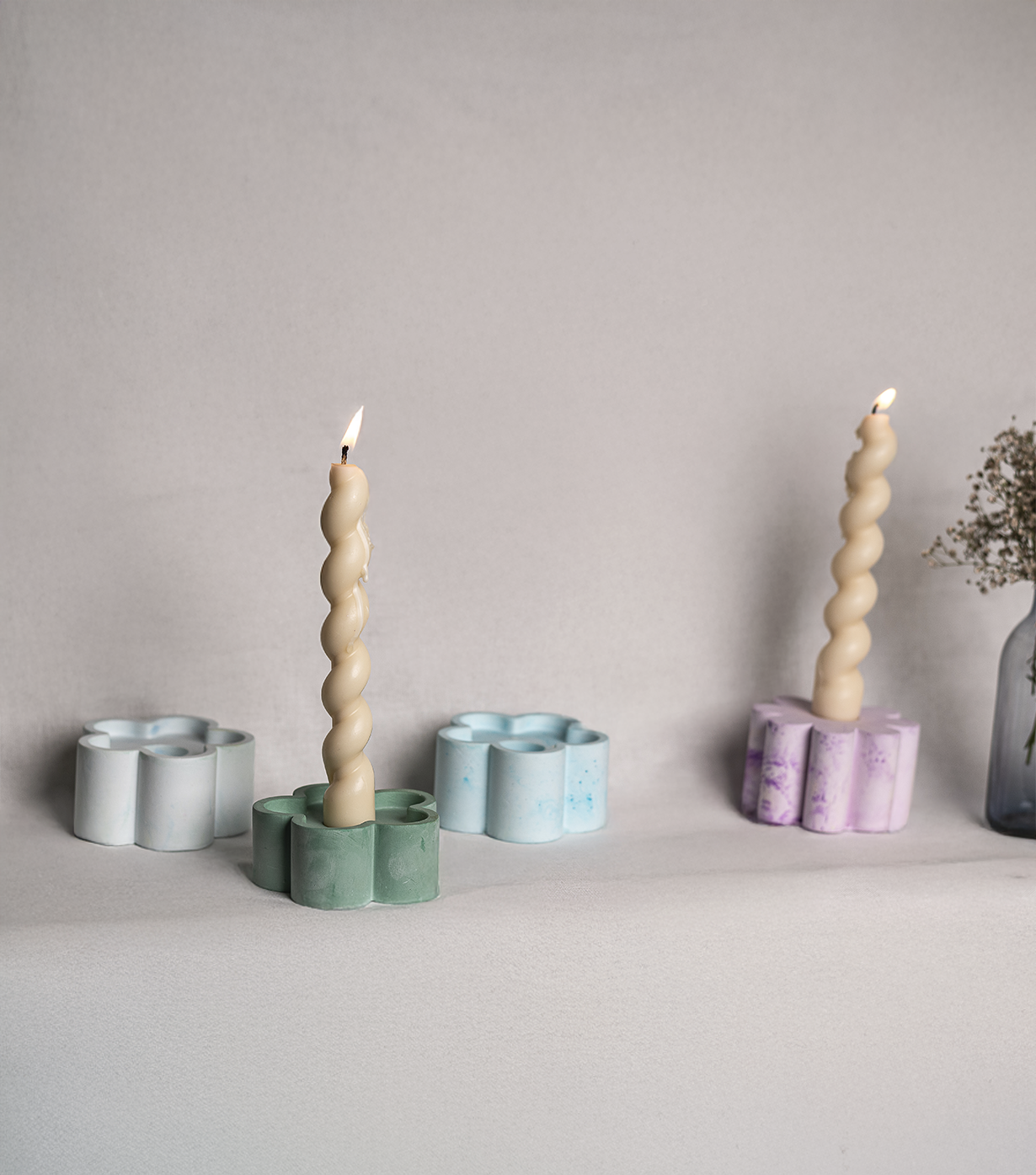 Floral taper candle holder