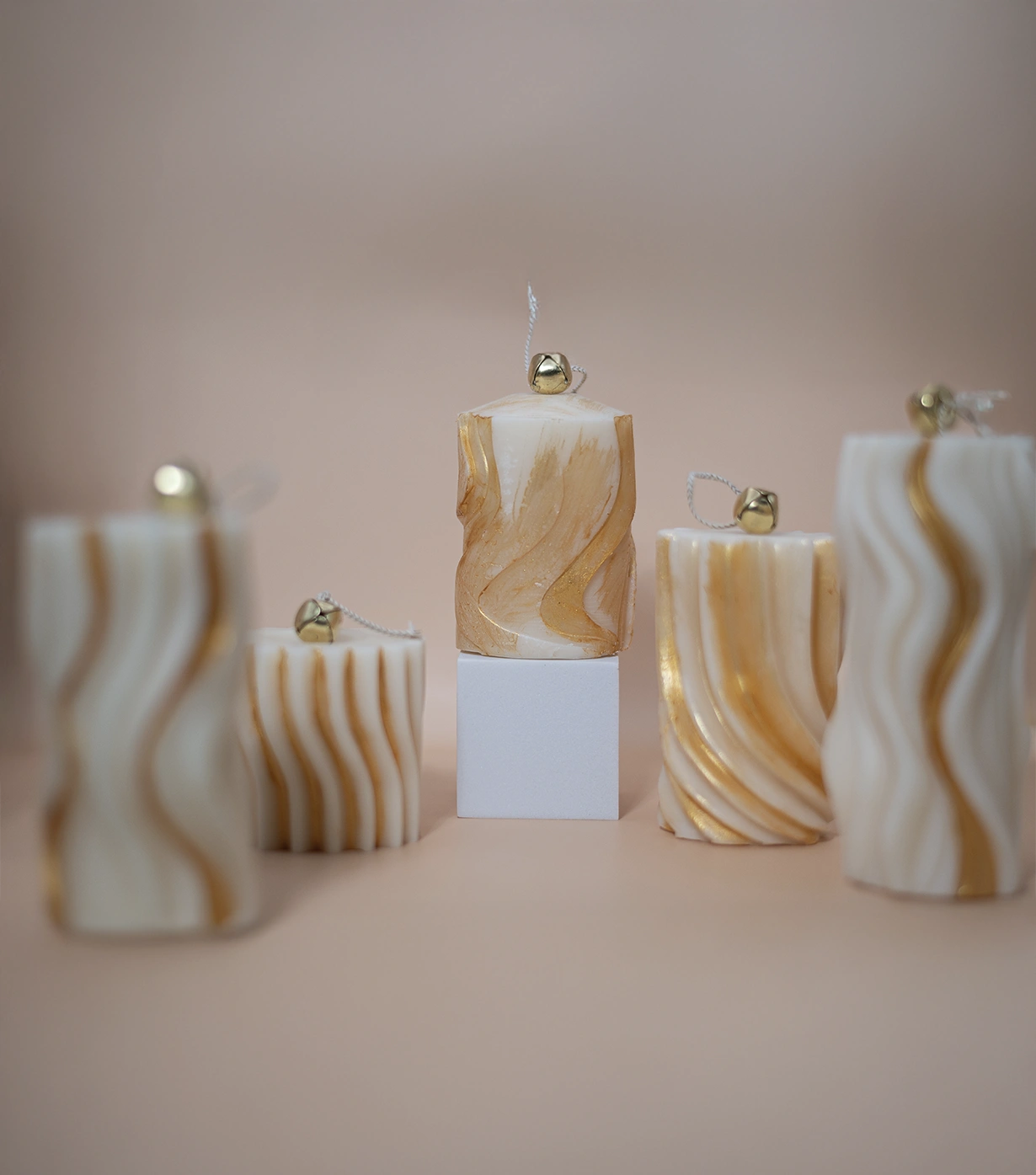 Golden Wavy pillar candles Combo - Image 2