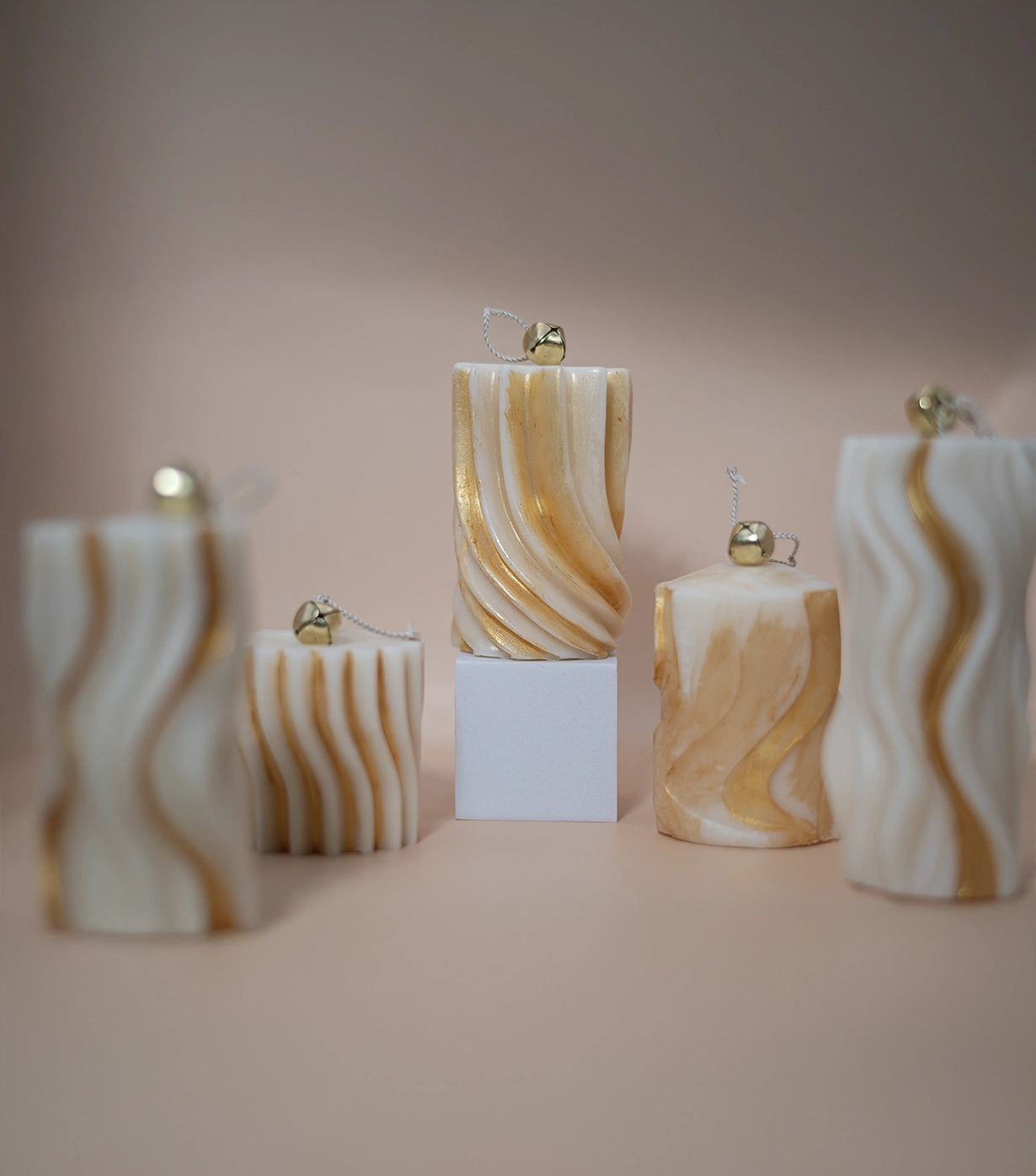 Golden Wavy pillar candles Combo - Image 6