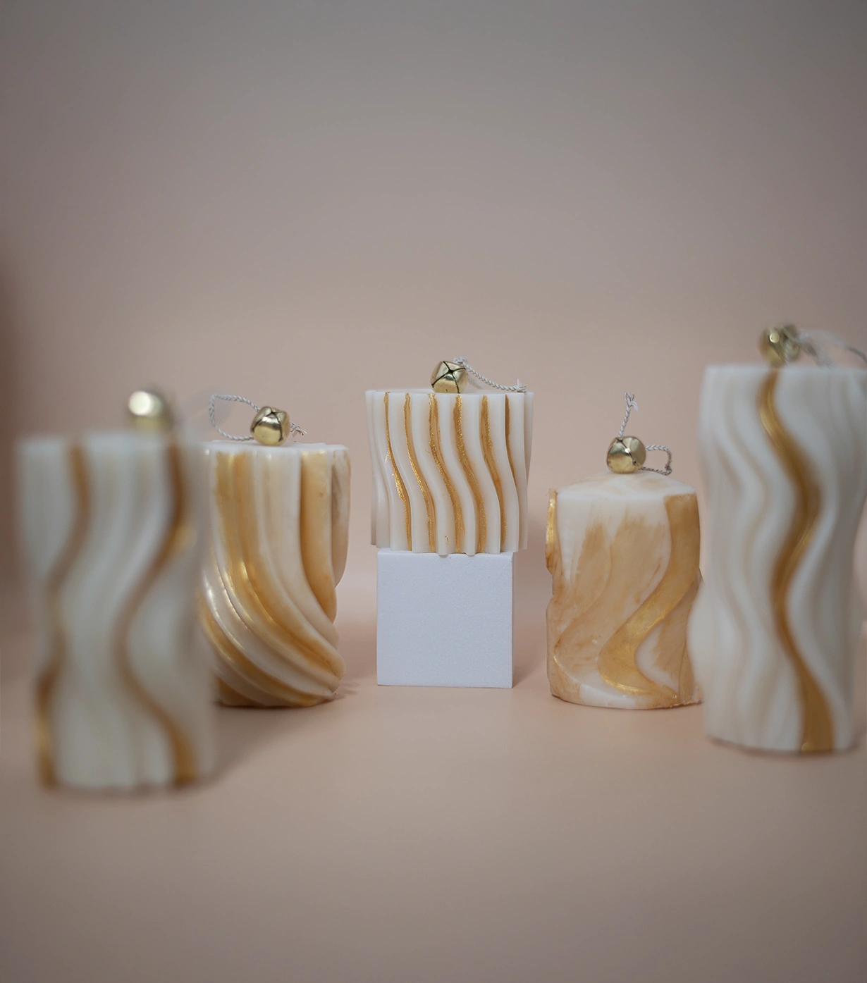 Golden Wavy pillar candles Combo - Image 5
