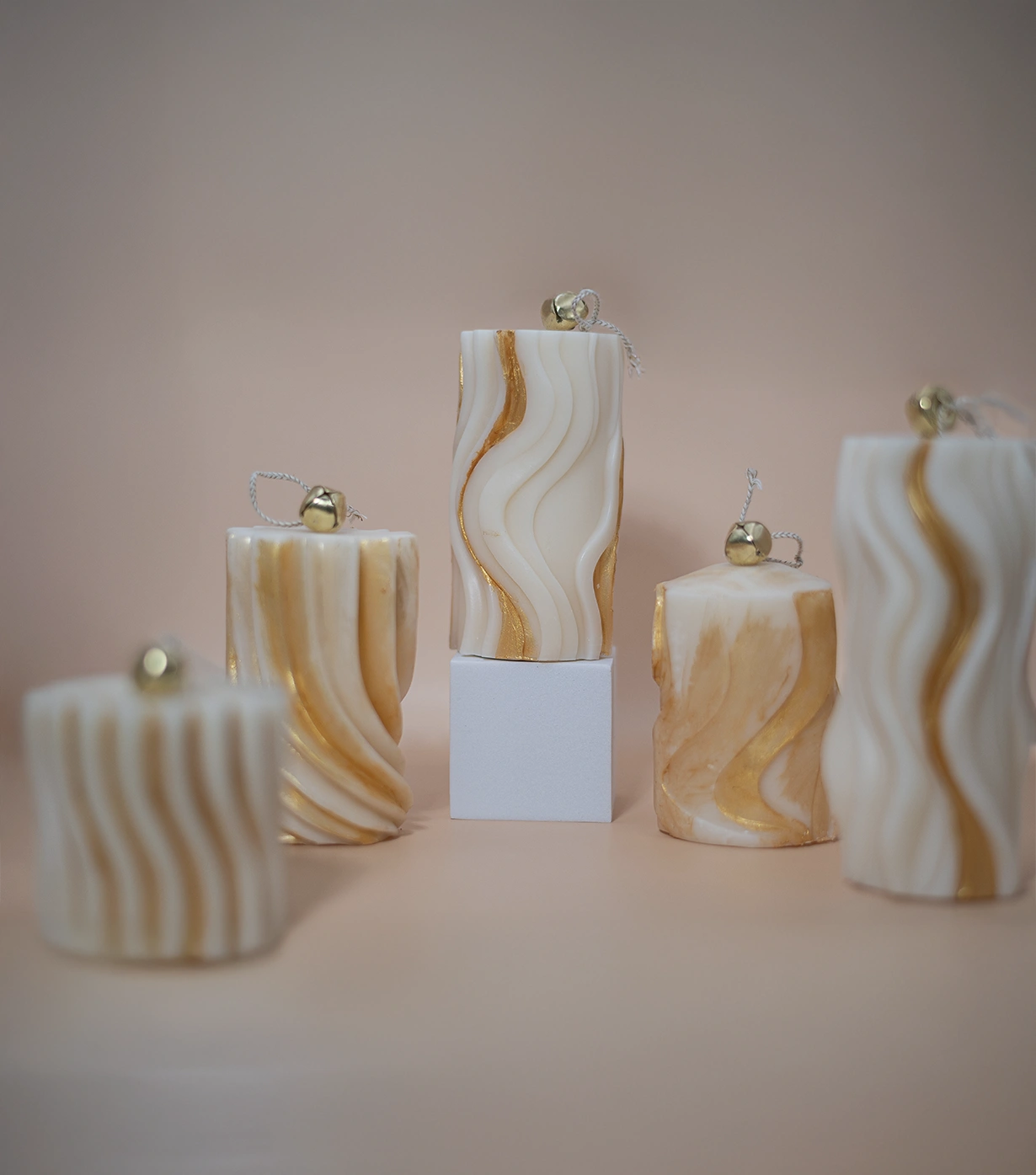 Golden Wavy pillar candles Combo - Image 4