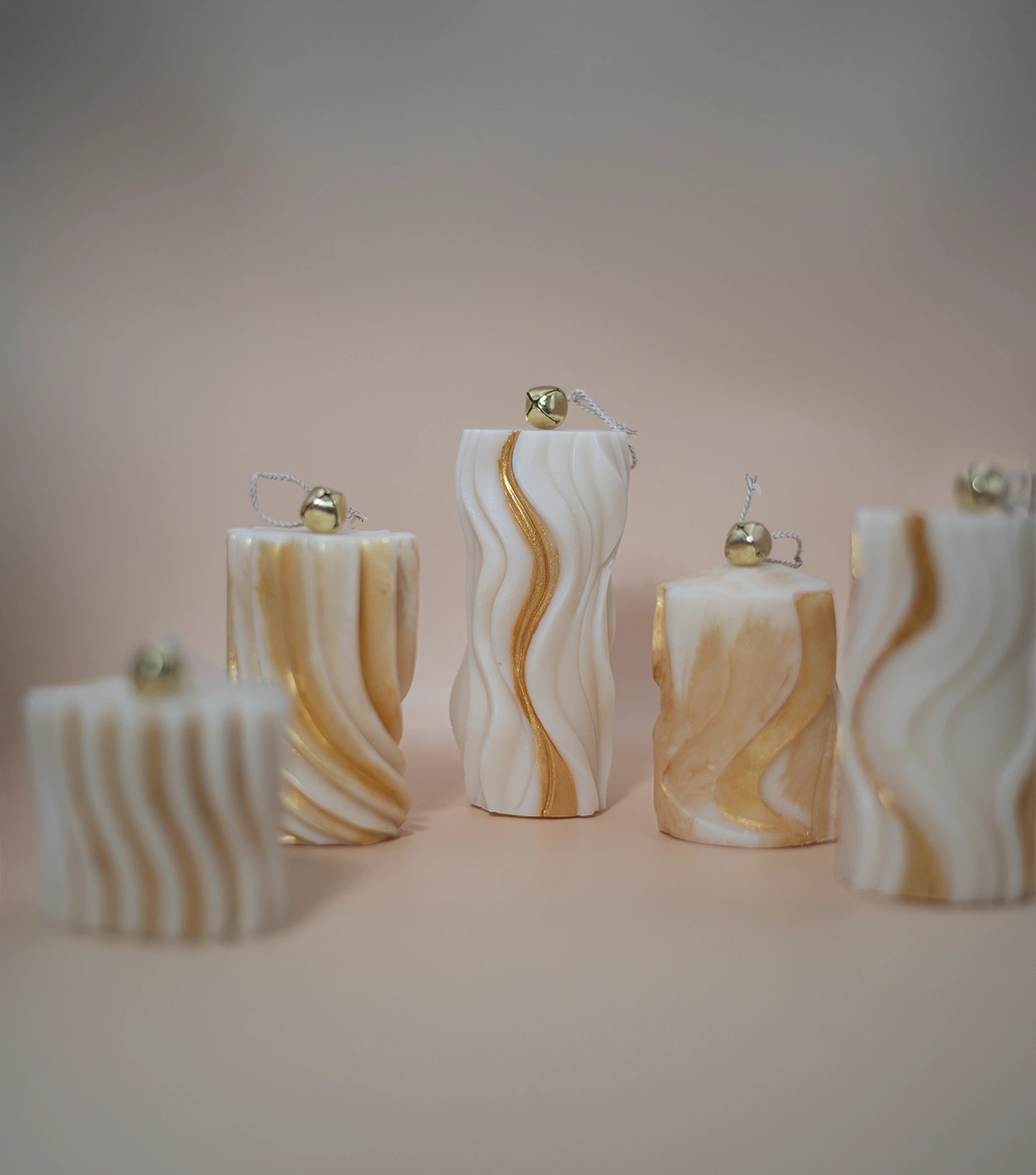 Golden Wavy pillar candles Combo