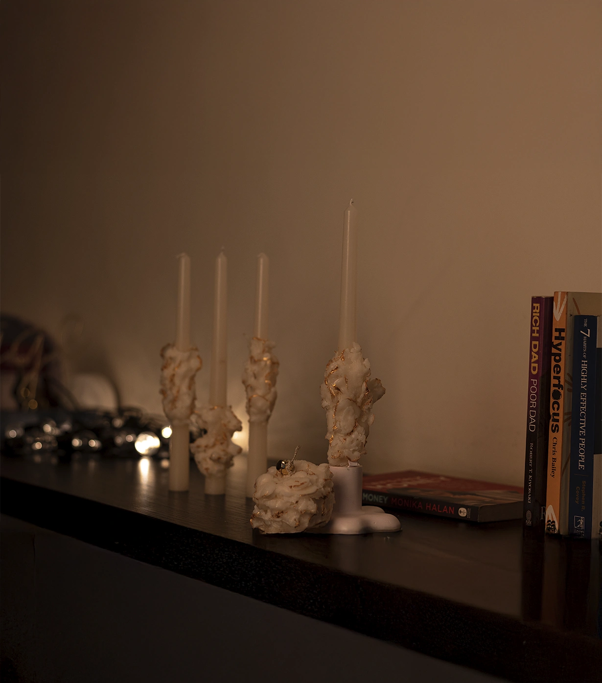 Puffy Scramble gold pillar candles